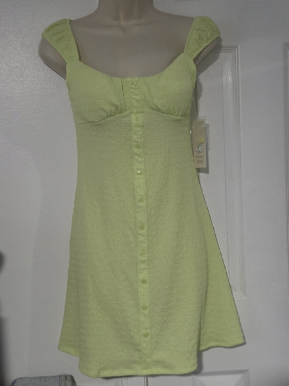 Lime Green Button-Front Sundress